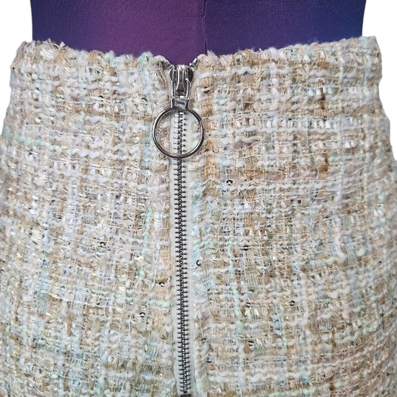 Princess Polly Cream Gold Kimberly Tweed High Waisted Mini Skirt Size 4‎ Women's - Picture 5 of 10